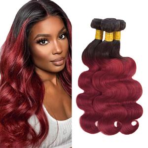 Ombre Body Wave Bundles Human Hair 99j Bundle 16 18 20 Inch 8A Grade Brazilian Virgin Hair 3 Bundles/150g Burgundy Body Wave Bundles Hair Weave