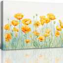 Poppy Wall Art Canvas Prints Yellow Flower Picture Wall Decor Watercolor Floral Wall Paintings for Living Room Bedroom Bathroom Decor Framed (Flower-3, 16.00" x 24.00")
