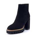 CUSHIONAIRE Women's Ringo platform heel boot +Memory Foam, Wide Widths Available (Black), Size 8.5