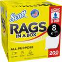 Scott Rags In A Box (75260), All-Purpose Towels, Large 9"x12" Paper Towel, Pop-Up Box (1 Box of 200 Sheets)