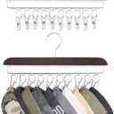 Mkono Hat Hangers for Closet Set of 2 Wooden Hat Organizer Racks for Baseball Caps with 20 Stainless Steel Clips, Baseball Hat Holder for Closet Storage, Fits All Caps, Walnut Color