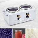 Double Wax Pot Warmer Professional - At Home Waxing Kit Digital For All Hair Types - Eyebrow, Facial, Bikini etc. (White Double Pot)