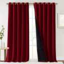 NICETOWN Truly Blackout Drapes for Living Room, Heavy-Duty Full Light Shading Curtain Set with Black Liner Backing for Villa/Hall/Dorm WindowBurgundy Red, Set of 2, 70 inches Wide x 95 inches Long