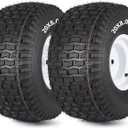 20x8.00-8 Lawn Mower Tire and Wheel, 4 Ply Tubeless Tire, 20x8-8nhs Riding Lawn Mower and Tractor Rear Tire and Wheel Assemblies, 3.5" Offset Hub, 3/4" Borehole, and 3/16" Keyway