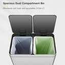 EKO Edison Dual Trash Can for Recycling and Trash, 8+8 Gallons Kitchen Garbage Can with Dual Removable Inner Liners, Independent Lids and Pedals, Matte Stainless Steel