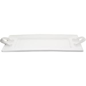 American Atelier Bianca Dash Rectangle Platter with Handles, White, Large