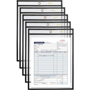 Better Office Products Shop Ticket Holders, 9 x 12 Inches, Both Sides Clear, Stitched Black Edge Trim, 25 Pack