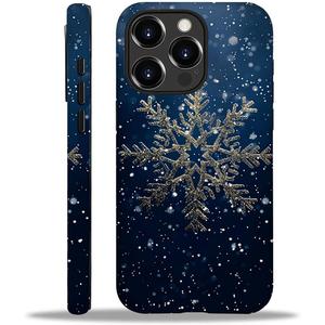 Compatible with iPhone 16 Pro Max Case, Simple Dark Blue Snowflake Pattern for Girl Full Body Design Soft Silicone Drop Shock Scratch Protection for iPhone 16 Pro Max