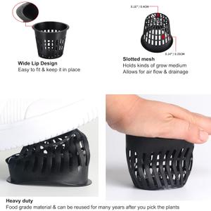ORIMERC 25 Pack 3 inch Net Cup Pot with 25 feet Hydroponic Self Watering Wick & 25 Pcs Plant Label Aquaponics Mason Jar Insert Orchid Rimmed Netted Basket Slotted Mesh Garden kratky Growing Vegetable