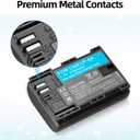 LP-E6 LP-E6N Battery and LC-E6 LC-E6E Battery Charger Compatible with Canon EOS 5D Mark II III IV, 5DS, 5DS R, 6D, 6D Mark II, 7D, 7D Mark II 60D 70D 80D 90D R R5 C700 XC10 XC15 Cameras