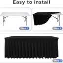 Nasitos Black Rectangle Tablecloths, 2 Pack - 72 x 30 Inch - Stretch Spandex & Polyester Fitted Table Skirts for 6FT Tables, Party, Banquet, Wedding