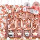 KatchOn, Rose Gold Birthday Decorations Set - Huge Pack of 145 | Rose Gold Fringe Backdrop, Balloons, Garland for Birthday Decorations, Graduation Decorations 2026 | Graduation Eve Party Supplies