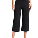Women's Capri Pants with Pockets High Waist Yoga Pants Wide Leg Workout Crop Summer Pants for Casual, Travel, Exercise, Size Medium, Black