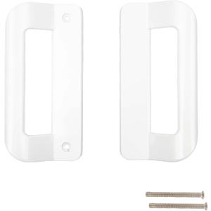 Sliding Door Handle Set (No Lock, Non-Keyed), Fits 5-5/8 Inch Screw Hole Spacing 2 Replacement White Diecast Sliding Patio Glass Door Handles Pulls