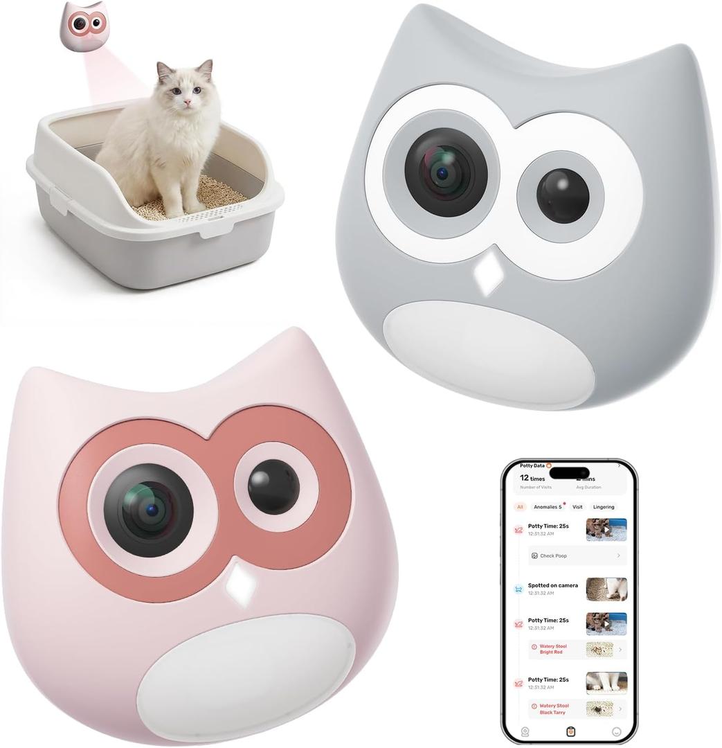 AI Cat Health Monitoring Litter Box Camera  Records Toileting Behavior, Alerts for UTI/Diarrhea, Fits Automatic & Standard Boxes, Multi-Cat Support, Night Vision