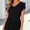 VahRuta Womens Summer Boho Clothes Flowy Tops Floral Shirts V Neck Loose Fit Casual Short Sleeve (Black, L)