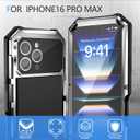 Lunivop Compatible with iPhone 16 Pro max Case Heavy Duty Protection Dustproof Built in Screen Protector Rugged Stand 360 Full Body Military Grade Metal Bumper Phone Cases (Silver 2024)