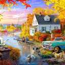 Springbok's Lakeside Fall Retreat 1000 Piece Puzzle for Adults Takes You On a Wonderful Lakeside Escape