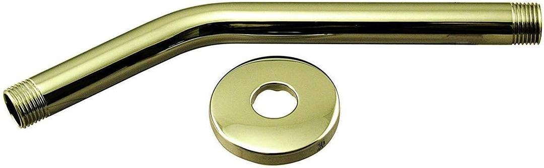 Westbrass 1/2" IPS x 10" Shower Arm with Sure Grip Flange, Polished Brass, D302-1-01