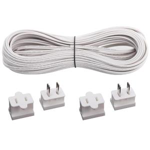 SPT-1 Wire 100FT UL Listed Electrical Wire 18/2 Wire Hookup Extension Cable with 4 Vampire Plugs 18AWG 2 Cord Flexible for Residential/Outdoor, White
