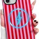 Magnetic for iPhone 11 Phone Case, Cute Striped Pattern Aesthetic Gloss Design, Stylish Shockproof Soft TPU and Hard PC 2-in-1 Protective Cover for iPhone 11, Red