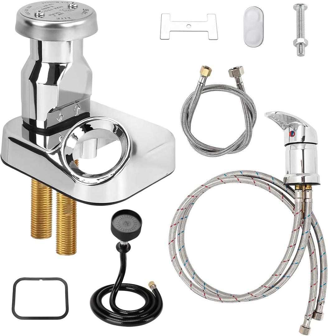 LukLoy All-in-One Salon Shampoo Bowl Faucet Vacuum Breaker Kit, Complete Set Salon Sink Parts for Salon Shampoo Bowl and Bed, 1/4" Nut Beauty Salon hose and sprayer for Barber Shop Spa Center