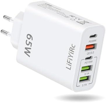 LiFiYiRc European Travel Plug Adapter, Type C Charger Block PD 20W QC3.0 Fast Charging, 2 USB C 3 USB A Power Adaptor to Europe Compatible with iPhone 16 15 14 13 12 11 Pro Max XS XR X Plus, Galaxy