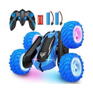 Remote Control Car, 2.4GHz Electric Race Stunt Car, Double Sided 360° Rolling Rotating Rotation, LED Headlights RC 4WD High Speed Off Road Gift for 3 4 5 6 7 8-12 Year Old Boy Toys (blue) missing controller