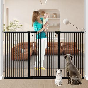 40.5" Extra Tall Baby Gate 68.5-71.2" Wide No Drilling Tall Pet Gate Cat Gate Extra Wide Baby Gate Safety,Extra Narrow Auto-Close for Indoor Stairs, Doorways, and Kitchen (Black)