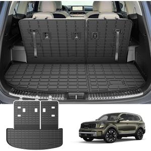 Cartist Cargo Mat & Backrest Mat Fits for Kia Telluride 2020 2021 2022 2023 2024 2025 (7/8 Passenger) All Weather TPE Trunk mat for Telluride Car Accessories for Telluride 2020-2025