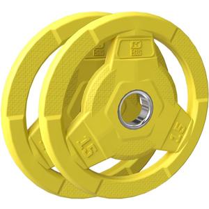 FAGUS H Color Coded Weight Plate 2-Inch Rubber Coated Olympic Grip Plate for Barbell,Solid Cast Iron Weight Plates for Strength Training,Weightlifting,Crossfit,Home Gym, 15LB Pair