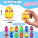 60 Pack Plastic Printed Easter Eggs, 2.4 Inch Fillable Empty Eggs Bulks for Easter Eggs Hunt, Easter Basket Stuffers Fillers, Classroom Prize Supplies, Filling Treats and Party Favors