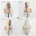 White Wigs for Women Long Wavy Wigs with Blonde Highlight 28 inch Middle Part Curly Wig Natural Looking Synthetic Wigs Thick Soft Long White Wig Hair Replacement Wigs for Daily Party Costume Use