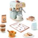 Kids Wooden Coffee Maker Toy, Wooden Play Kitchen Appliances & Accessories Toy for Kids Toddlers, Gift for Girls Boys