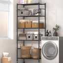 Sakugi Storage Shelves Organizer - 5 Tier Metal Shelf Organizer with Metal Wheels and Adjustable Leveling Feet, Heavy Duty Garage Shelving for Kitchen, Pantry and Closet, 33.1"x12.6"x73.5", Black