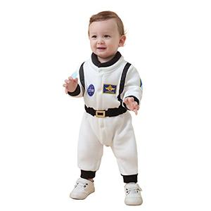 LXKIKMM Baby Toddler Boy Astronaut Costume Space Suit Cosplay Party Jumpsuit Halloween Rompers White 6-12 Months