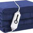 Heated Blanket Electric Blanket Full Size 72''x84'' with 4 Heating Levels, 10 Hour Auto Shut Off, Machine Washable, Soft Warming Blanket for Couch, Bed, Office - Dark Blue