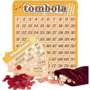 Extguds Tombola Bingo Game,Vintage Tombola Italian Game,Russian Lotto with number1-90 for Lottery, for up to 24 Players