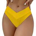 SherryDC Women's V Cut High Waisted Bikini Bottom High Leg Cut Swimsuit Bathing Suit Bottoms M