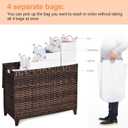 Laundry Hamper with 4 Removable Liner Bags; 176L Handwoven Rattan Laundry Basket with Lid & Heightened Feet; Clothes Hamper with Side Handles, 176L-4 Section, Brown
