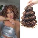 8 Packs Curly Crochet Hair for Women 10 Inch Short Pre Looped Ocean Wave Crochet Hair Deep Water Wave Twist Crochet Braids Synthetic Braiding Hair Extensions （10 Inch,#30）