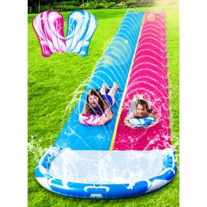 JOYIN 22.5FT Water Slide and 2 Inflatable Boards, Extra Long Heavy Duty Double Lawn Waterslide with Sprinkler for Kids Adults Backyard Summer Water Toy Outdoor Fun, Blue, Pink