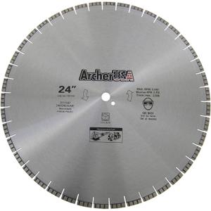Archer PRO 24" in. Turbo Diamond Saw Blades for Fast Reinforced Concrete Cutting and Cured Concrete Cutting. for Cut-Off saws and Walk-Behind saws up to 13 HP.