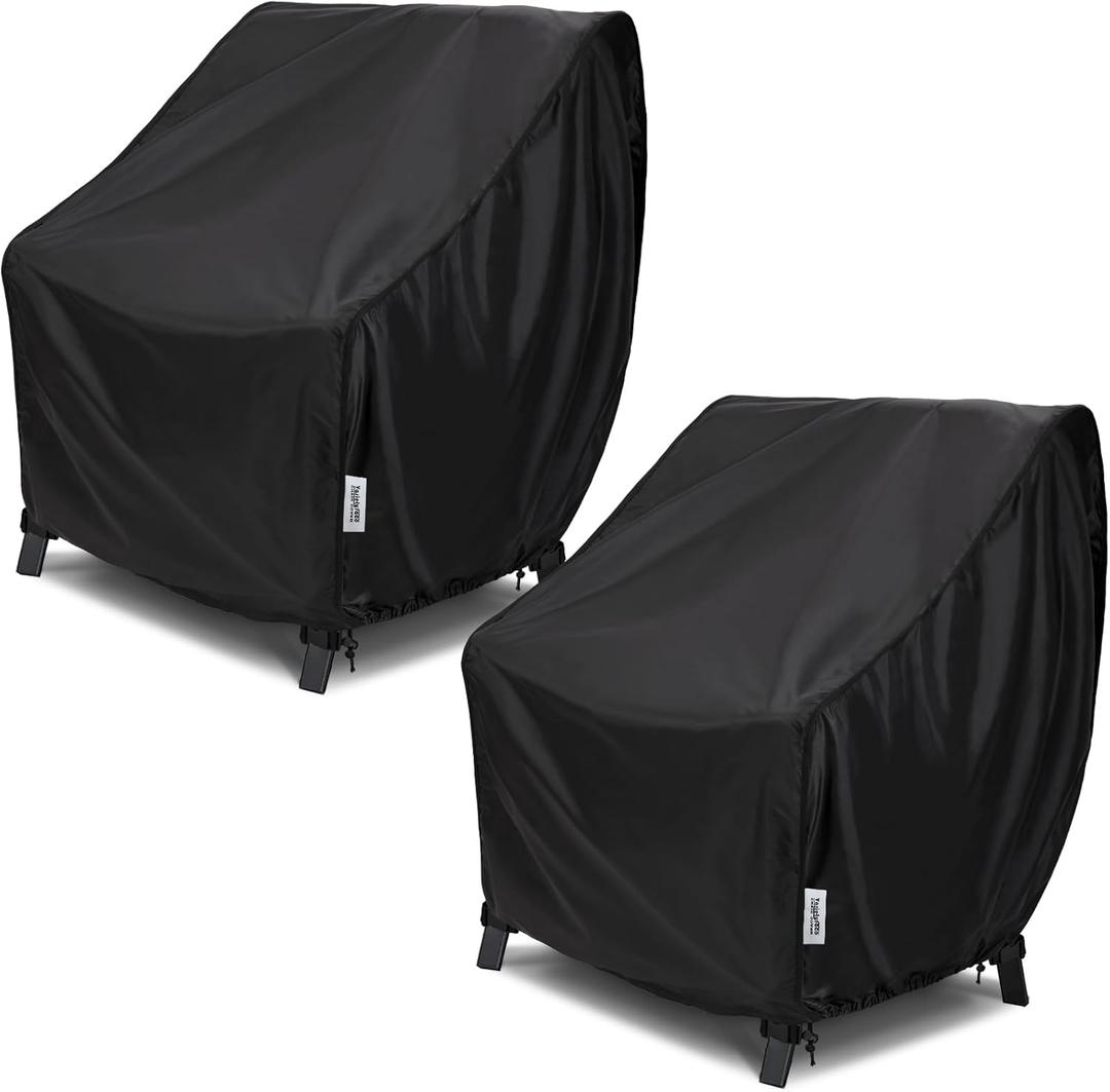 2 Pack Patio Chair Covers 28"Wx30"Dx32"H Waterproof & Sunproof, Tear-Resistant Outdoor Furniture Cover for All-Weather Protection Black