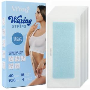 Wax Strips Hair Removal for Women: Natural Home & Travel Brazilian Body Waxing Strip for Bikini Armpit Leg - Vegan & Sensitive Skin Friendly, 35 Ct With Wipes