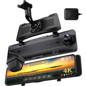 NikoMaku Mirror Dash Cam Front and Rear OEM Design 4K Resolution 11 Inch Full Touch Screen Rear View Mirror Camera for Cars 170 Wide Angle Type-C Dual Lens Included GPS AS5 Pro Standard