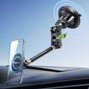 MAGIC JOHN Magnetic Car Phone Holder [Strong Suction&Strong Magnetic] 360 Adjustable Car Phone Mount for Windshield, Ultra-Durable Metal, Suction Cup Car Phone Mount for iPhone Samsung All Smartphone