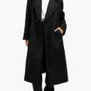 Shiyifa Womens Long Wool Coat Winter Notch Lapel Double Breasted Pea Trench Coat with Pockets Size Small