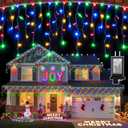 612 LED Christmas Lights with 136 Drops, 60ft 12 Modes Hanging ice String Lights with Timer & Dimmable & Waterproof, Plug-in Fairy Lights for Tree Holiday Wedding Party Christmas Decor Multicolor
