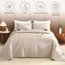 Sanracie Oversized King Quilt Bedspread Sets 120"*120" for Extra Bed, 100% Cotton Linen Colored Cal King Quilt Bedding Set Leaves Quilting Extra Wide Large 3Pcs Coverlet King Size for All Season